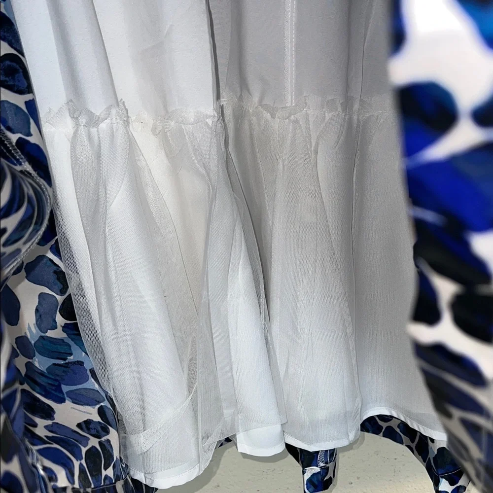 Ashley Stewart Vibrant Blue and Black Patterned Skater Skirt